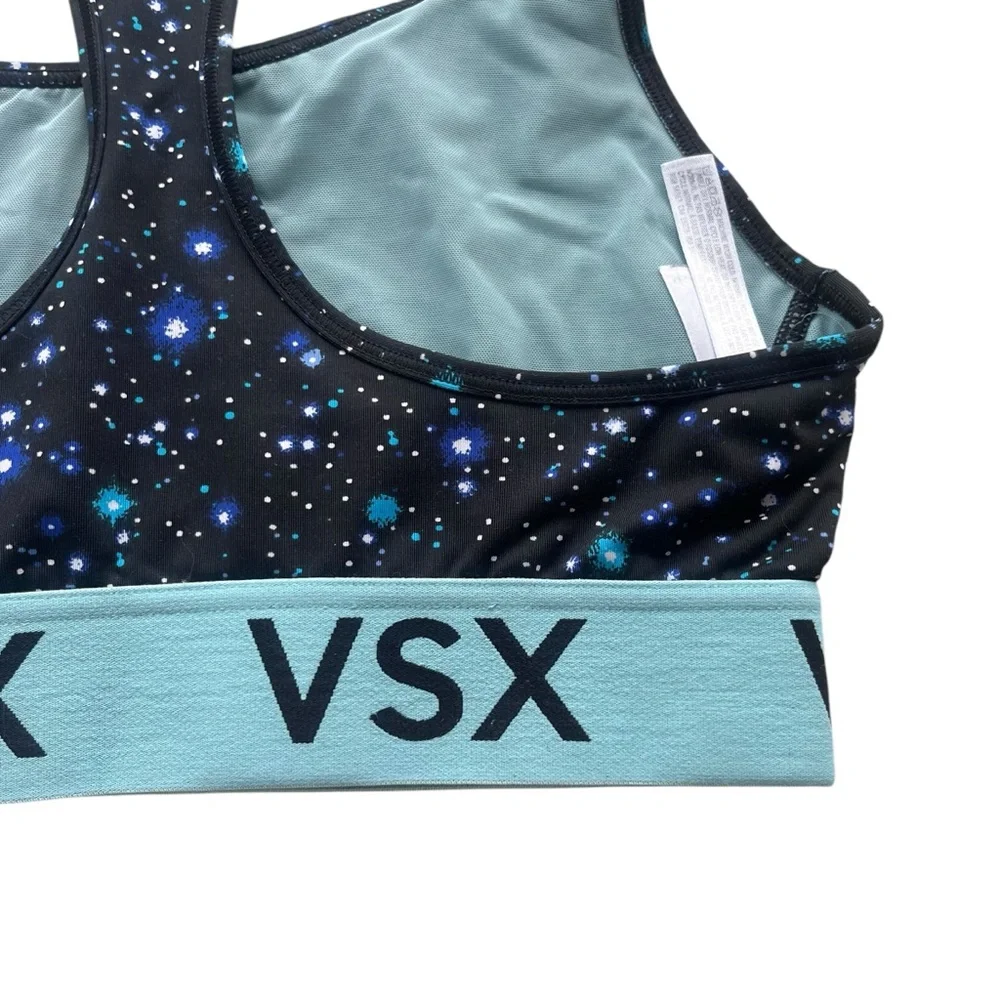 Victorias Secret VSX SPORT Womens M Blue Black Galaxy Pattern Athletic Sport Bra